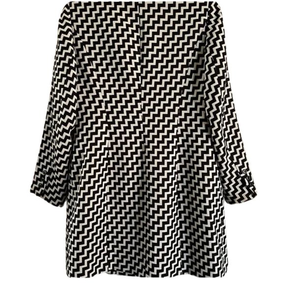 Donna Rae NY Dress Coat Black & Cream Chevron Pattern Women's Size 12 (#S109) - Picture 3 of 8